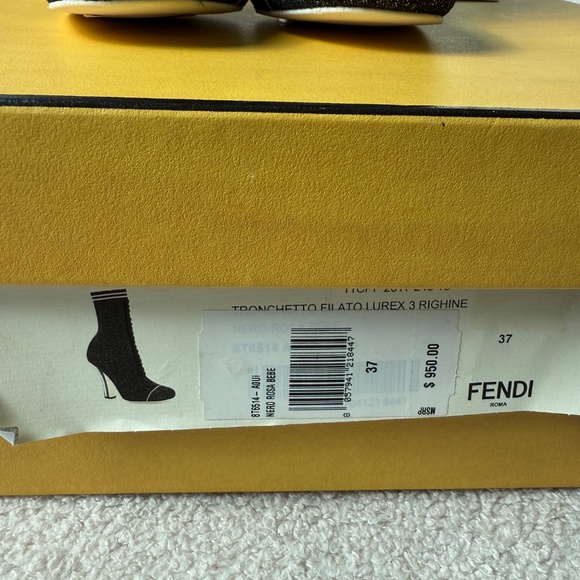 ✨ Fendi Rockoko Metallic Knit Sock Booties — Black — EU 37 ✨ - Picture 4 of 11